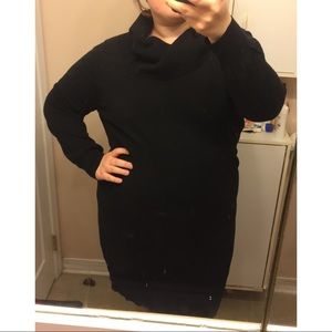 Synched Cowl Neck Long Sleeve Dress